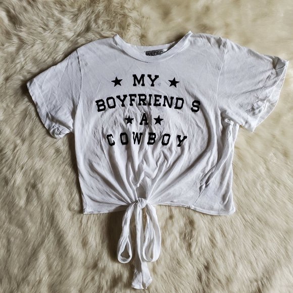 Wildfox My Boyfriends a Cowboy Tie-Front Tee Size M NWT - Picture 6 of 11